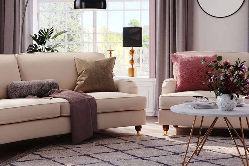 Howard Lyx 3-istuttava Kaareva Manchestersohva - Beige - Huonekalut - Sohva - Howard-sohvat