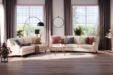 Howard Lyx 3-istuttava Kaareva Manchestersohva - Beige - Huonekalut - Sohva - Howard-sohvat