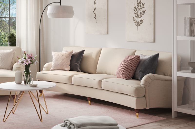 Howard Lyx 4-istuttava Kaareva Kangassohva - Beige - Huonekalut - Sohva - Howard-sohvat