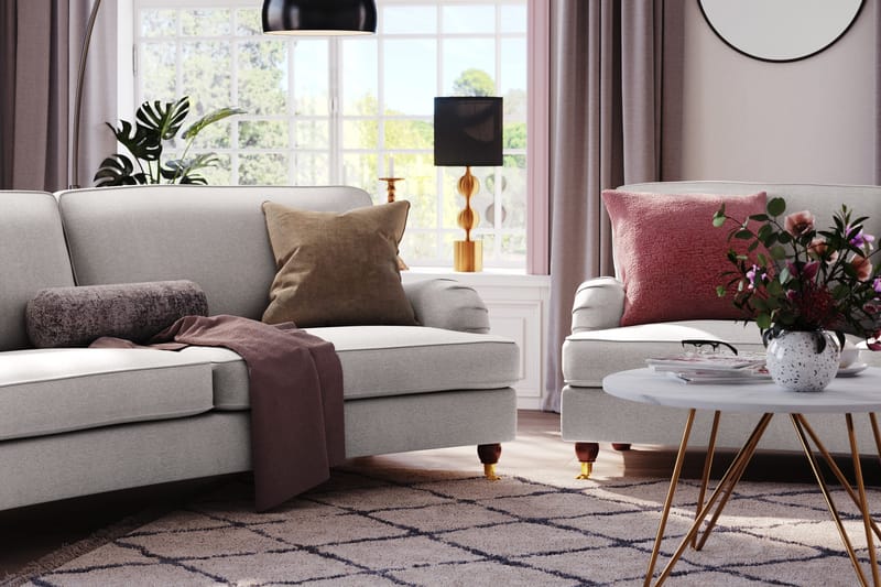 Howard Lyx 4-istuttava Kaareva Kangassohva - Vaaleanharmaa - Huonekalut - Sohva - Howard-sohvat