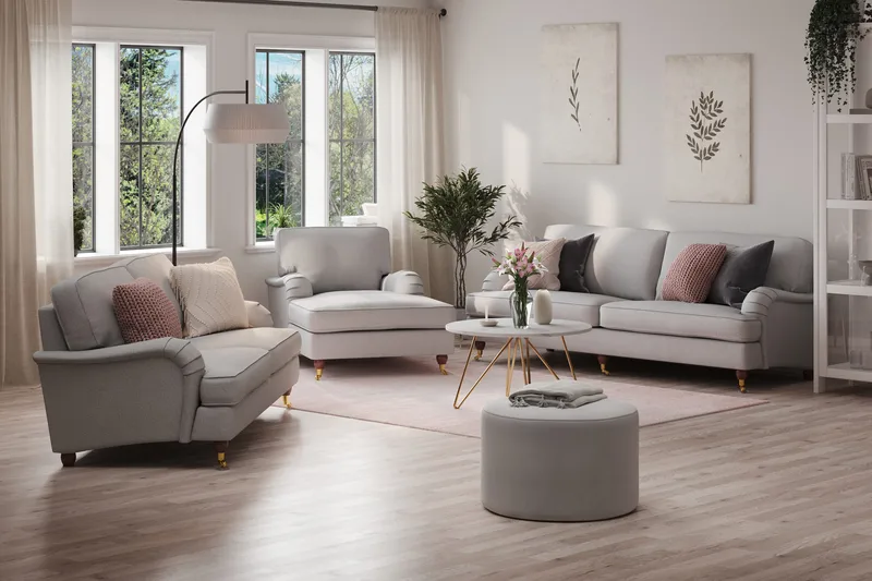 Howard Lyx 4-istuttava Kangassohva - Vaaleanharmaa - Huonekalut - Sohva - Howard-sohvat