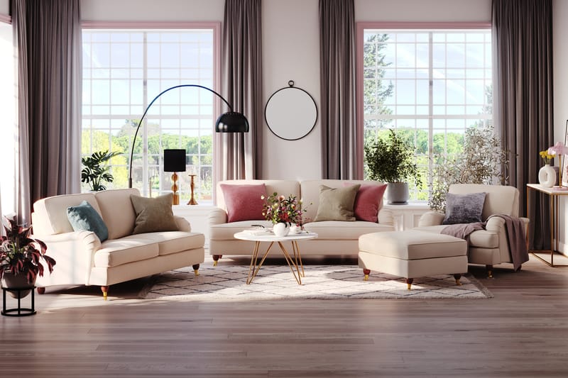 Howard Lyx 4-istuttava Manchestersohva - Beige - Huonekalut - Sohva - Howard-sohvat