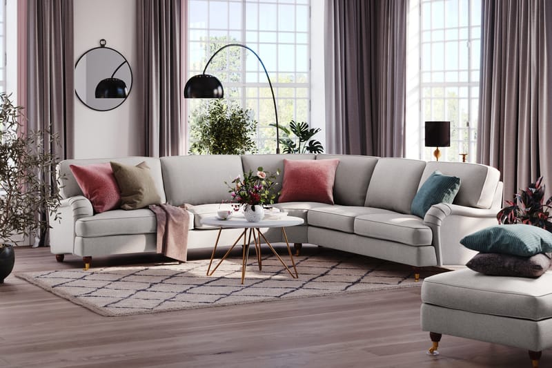 Howard Lyx 6-istuttava Oikeakätinen L-muotoinen Kulmasohva Kangas - Vaaleanharmaa - Huonekalut - Sohva - Howard-sohvat