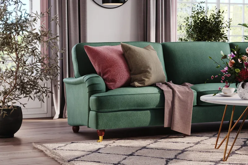 Howard Lyx 6-istuttava Oikeakätinen L-muotoinen Kulmasohva Sametti - Tummanvihreä - Huonekalut - Sohva - Howard-sohvat