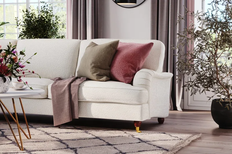 Howard Lyx 6-istuttava Vasenkätinen L-muotoinen Kulmasohva Bouclélla - Valkoinen - Huonekalut - Sohva - Howard-sohvat