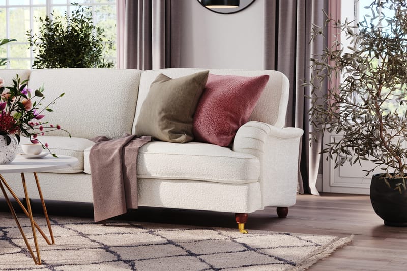 Howard Lyx 6-istuttava Vasenkätinen L-muotoinen Kulmasohva Bouclélla - Valkoinen - Huonekalut - Sohva - Howard-sohvat