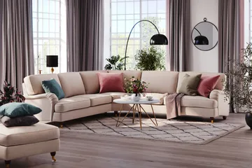 Howard Lyx 6-istuttava Vasenkätinen L-muotoinen Kulmasohva Kangas - Beige - Huonekalut - Sohva - Howard-sohvat