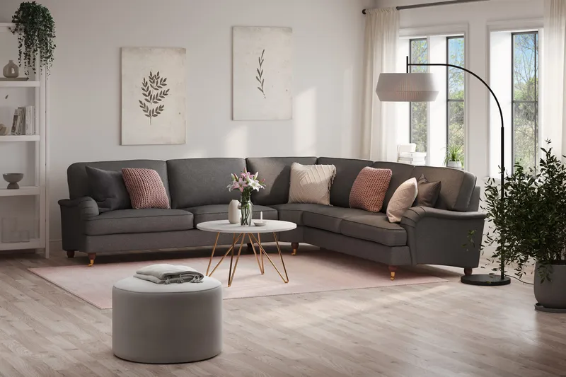 Howard Lyx 6-istuttava Vasenkätinen L-muotoinen Kulmasohva Kangas - Tummanharmaa - Huonekalut - Sohva - Howard-sohvat