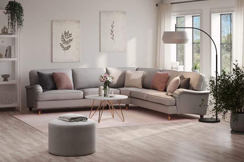 Howard Lyx 6-istuttava Vasenkätinen L-muotoinen Kulmasohva Kangas - Vaaleanharmaa - Huonekalut - Sohva - Howard-sohvat