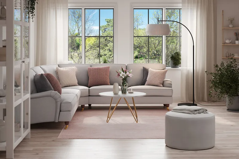 Howard Lyx 6-istuttava Vasenkätinen L-muotoinen Kulmasohva Kangas - Vaaleanharmaa - Huonekalut - Sohva - Howard-sohvat