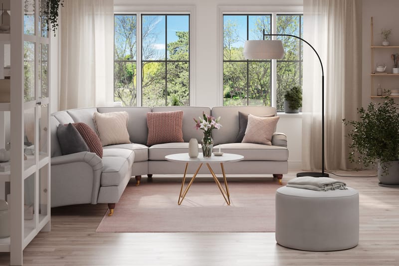 Howard Lyx 6-istuttava Vasenkätinen L-muotoinen Kulmasohva Kangas - Vaaleanharmaa - Huonekalut - Sohva - Howard-sohvat