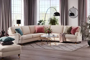 Howard Lyx 6-istuttava Vasenkätinen L-muotoinen Kulmasohva Manchester - Beige - Huonekalut - Sohva - Howard-sohvat