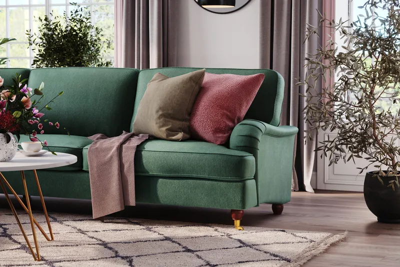 Howard Lyx 6-istuttava Vasenkätinen L-muotoinen Kulmasohva Sametti - Tummanvihreä - Huonekalut - Sohva - Howard-sohvat