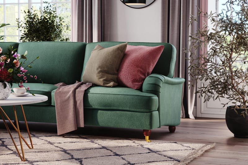 Howard Lyx 6-istuttava Vasenkätinen L-muotoinen Kulmasohva Sametti - Tummanvihreä - Huonekalut - Sohva - Howard-sohvat