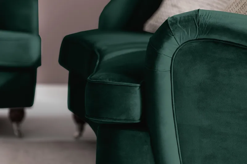 Howard Riviera 3-istuttava Kaareva Samettisohva - Vihreä - Huonekalut - Sohva - Howard-sohvat