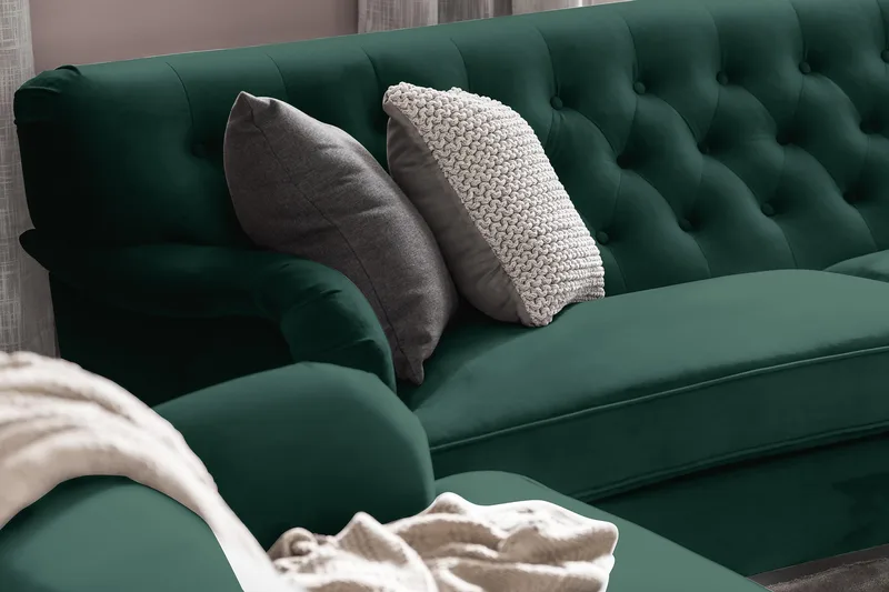 Howard Riviera 3-istuttava Kaareva Samettisohva - Vihreä - Huonekalut - Sohva - Howard-sohvat