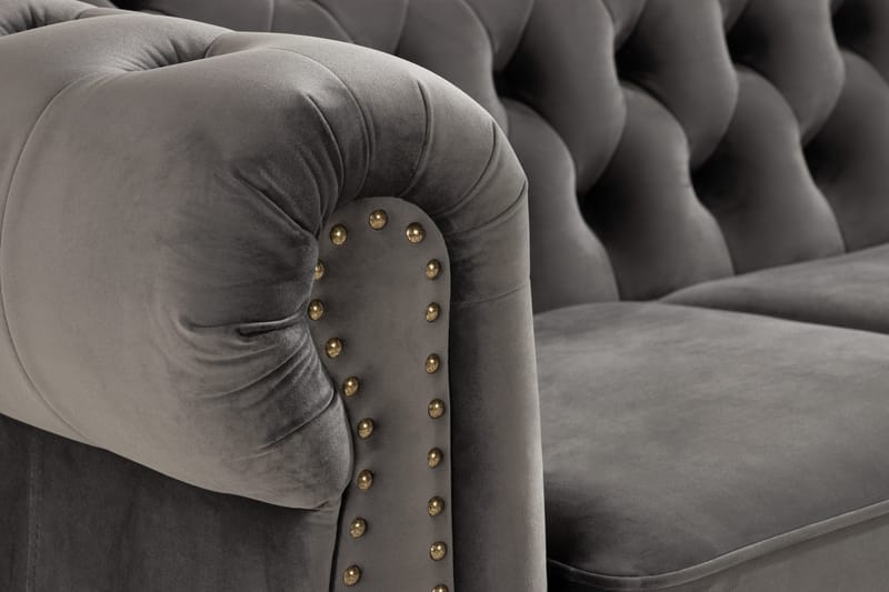 Samettisohva Chester Deluxe 2:n ist - Harmaa - Huonekalut - Sohva - Howard-sohvat