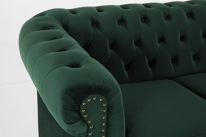 Samettisohva Chester Deluxe 3:n ist - Tummanvihreä - 3:n istuttava sohva - Howard-sohvat - Samettisohva