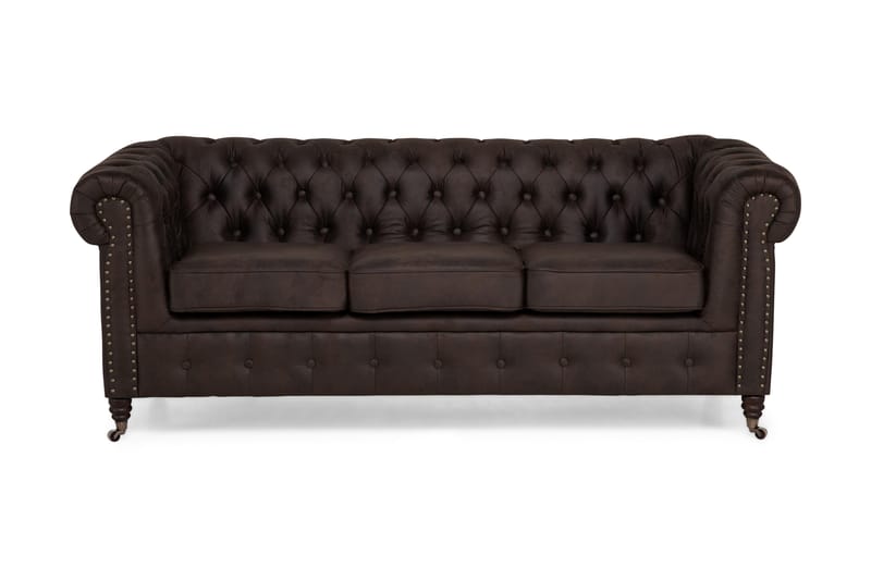 Sohva Chester Deluxe 3:n ist Vintage - Tummanruskea - Huonekalut - Sohva - Howard-sohvat