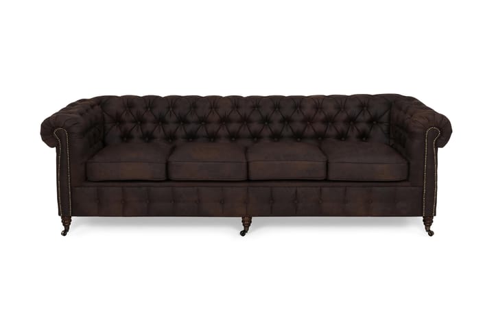 Sohva Chester Deluxe 4:n ist Vintage - Tummanruskea - Howard-sohvat - 4:n istuttava sohva - Nahkasohva