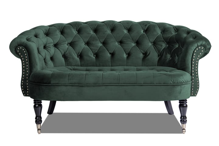 Sohva Chester Ludovic 2:n ist - Tummanvihreä - 2:n istuttava sohva - Samettisohva - Howard-sohvat