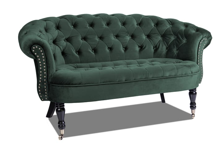 Sohva Chester Ludovic 2:n ist - Tummanvihreä - 2:n istuttava sohva - Howard-sohvat - Samettisohva