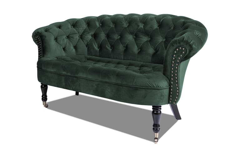 Sohva Chester Ludovic 2:n ist - Tummanvihreä - 2:n istuttava sohva - Howard-sohvat - Samettisohva