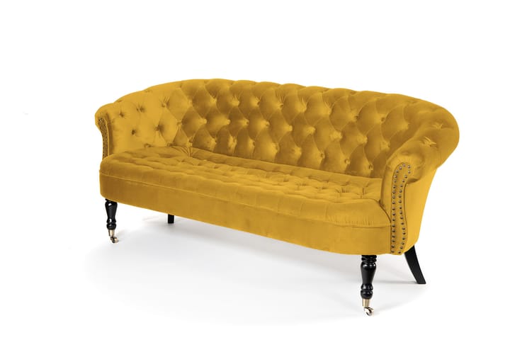 Sohva Chester Ludovic 3:n ist - Keltainen - 3:n istuttava sohva - Howard-sohvat - Samettisohva