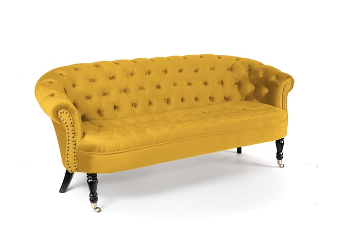 Sohva Chester Ludovic 3:n ist - Keltainen - 3:n istuttava sohva - Howard-sohvat - Samettisohva