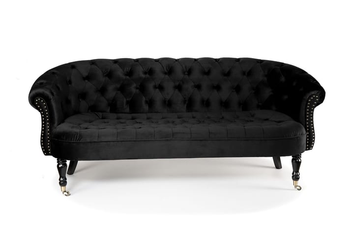 Sohva Chester Ludovic 3:n ist - Musta - 3:n istuttava sohva - Howard-sohvat - Samettisohva