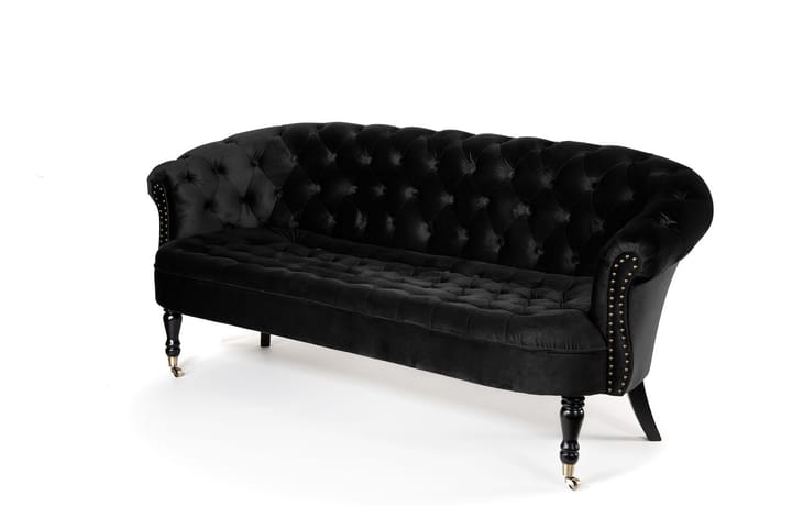 Sohva Chester Ludovic 3:n ist - Musta - 3:n istuttava sohva - Howard-sohvat - Samettisohva