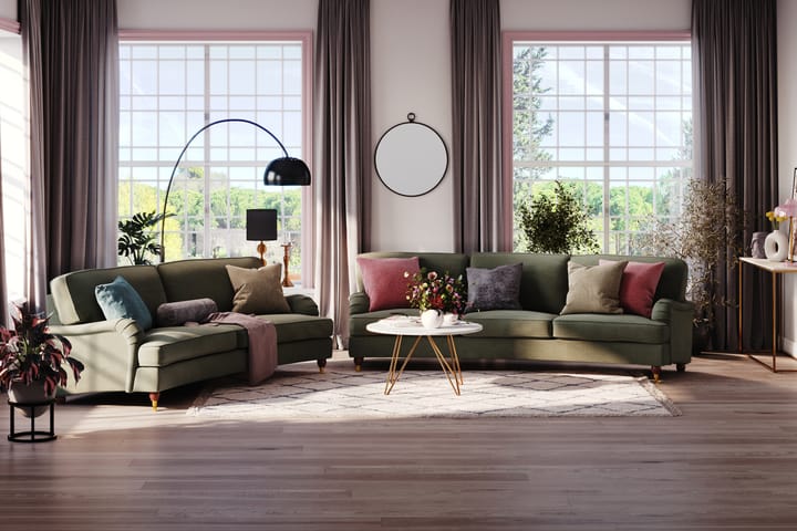 Sohva Oxford Lyx 3:n ist Kaareva - Tummanvihreä - 3:n istuttava sohva - Howard-sohvat