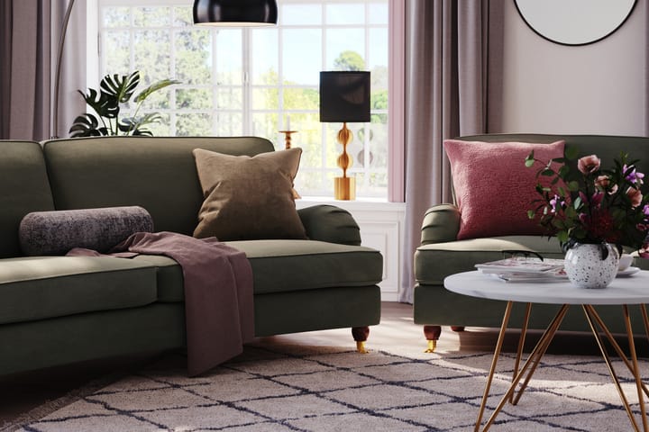 Sohva Oxford Lyx 3:n ist Kaareva - Tummanvihreä - 3:n istuttava sohva - Howard-sohvat