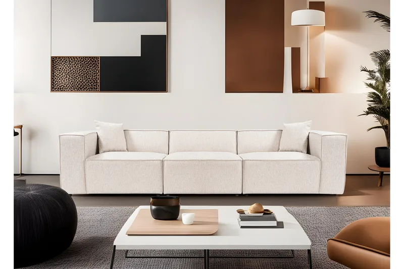 Kaolins Sohva 3-istuttava - Vaaleanruskea - Huonekalut - Sohva - 3:n istuttava sohva