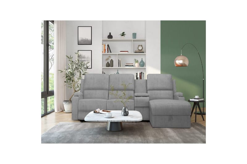 Kulmarecliner-sohva Loft24 Kulmasohva 3-istuttava Loft24 Dallas Grå Höger - Huonekalut - Sohva - Mekanismisohva