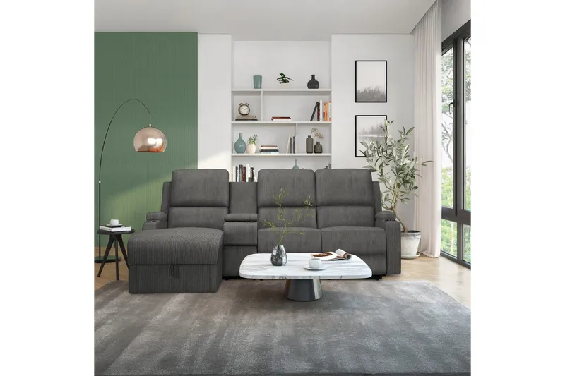 Kulmarecliner-sohva Loft24 Kulmasohva 3-istuttava Loft24 Dallas Grå Vänster - Huonekalut - Sohva - Mekanismisohva