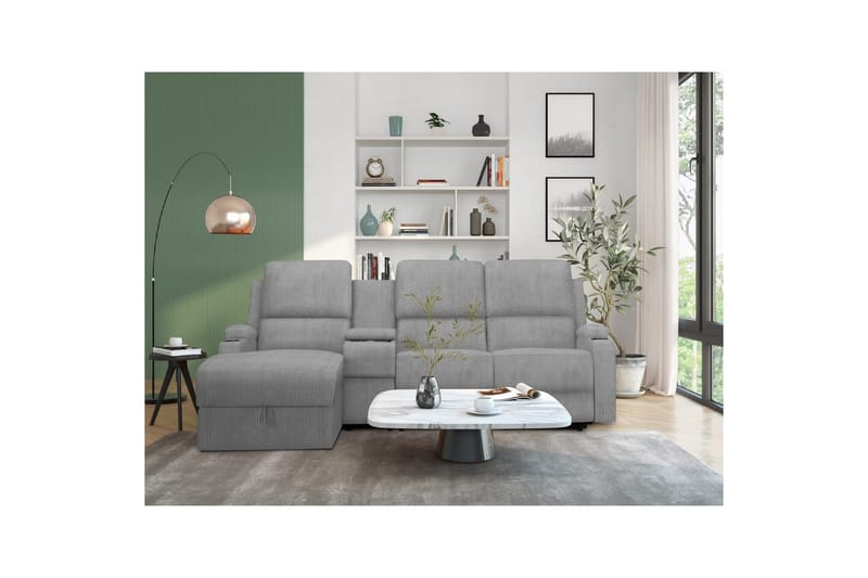 Kulmarecliner-sohva Loft24 Kulmasohva 3-istuttava Loft24 Dallas Harmaa Vasenkätinen - Huonekalut - Sohva - Mekanismisohva