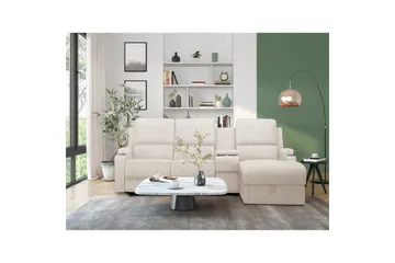 Kulmarecliner-sohva Loft24 Kulmasohva 3-istuttava Loft24 Dallas Vit Höger - Huonekalut - Sohva - Mekanismisohva