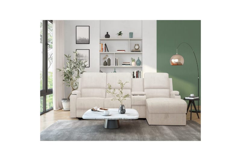 Kulmarecliner-sohva Loft24 Kulmasohva 3-istuttava Loft24 Dallas Vit Höger - Huonekalut - Sohva - Mekanismisohva
