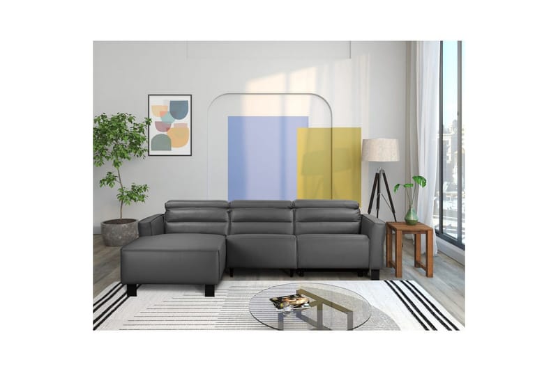 Kulmarecliner-sohva Loft24 Kulmasohva Loft24 Carpari manuaalisella recliner-toiminnolla Harmaa Vasenkätinen Keinonahka - Huonekalut - Sohva - Mekanismisohva
