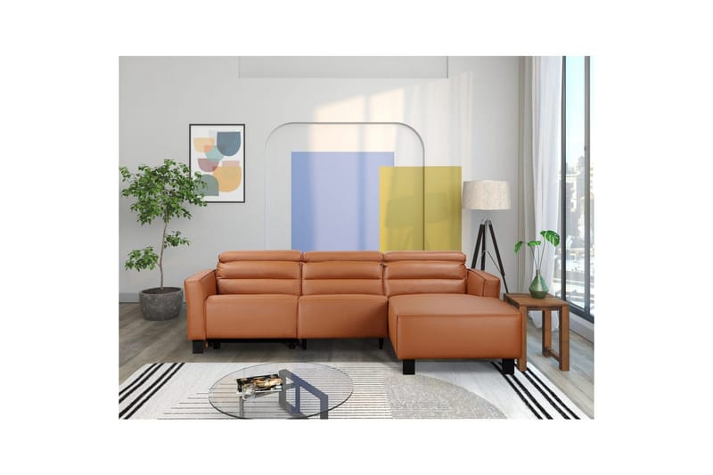 Kulmarecliner-sohva Loft24 Kulmasohva Loft24 Carpari manuaalisella recliner-toiminnolla Ruskea Oikeakätinen Keinonahka - Huonekalut - Sohva - Mekanismisohva