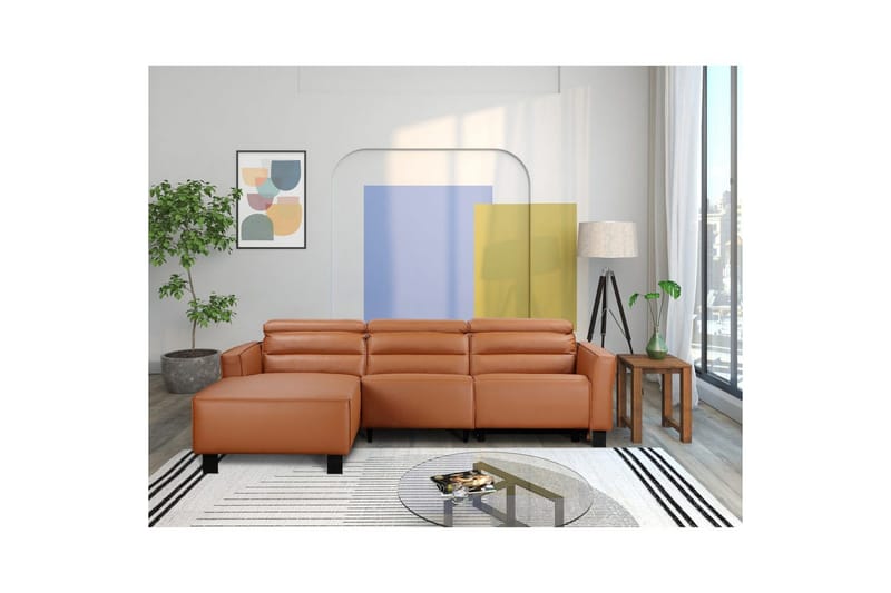 Kulmarecliner-sohva Loft24 Kulmasohva Loft24 Carpari manuaalisella recliner-toiminnolla Ruskea Vasenkätinen Keinonahka - Huonekalut - Sohva - Mekanismisohva