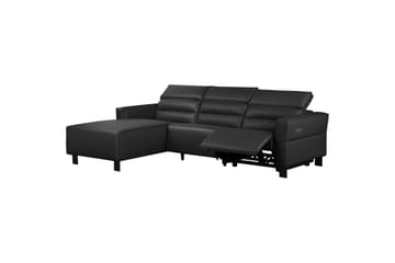 Kulmarecliner-sohva Loft24 Kulmasohva Loft24 Carpari sähköisellä lepotuolilla Musta Vasenkätinen Belfast-kangas - Huonekalut - Sohva - Nahkasohva