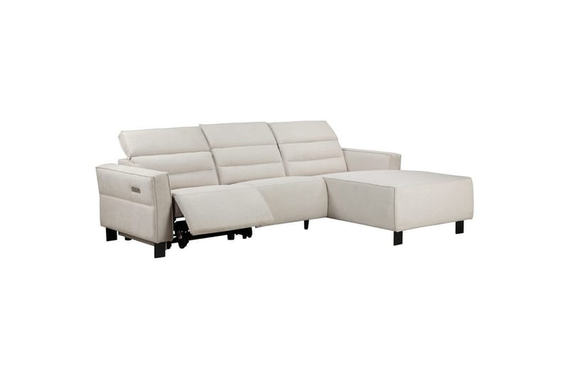 Kulmarecliner-sohva Loft24 Kulmasohva Loft24 Carpari sähköisellä lepotuolilla Valkoinen Oikeakätinen Belfast-kangas - Huonekalut - Sohva - Mekanismisohva