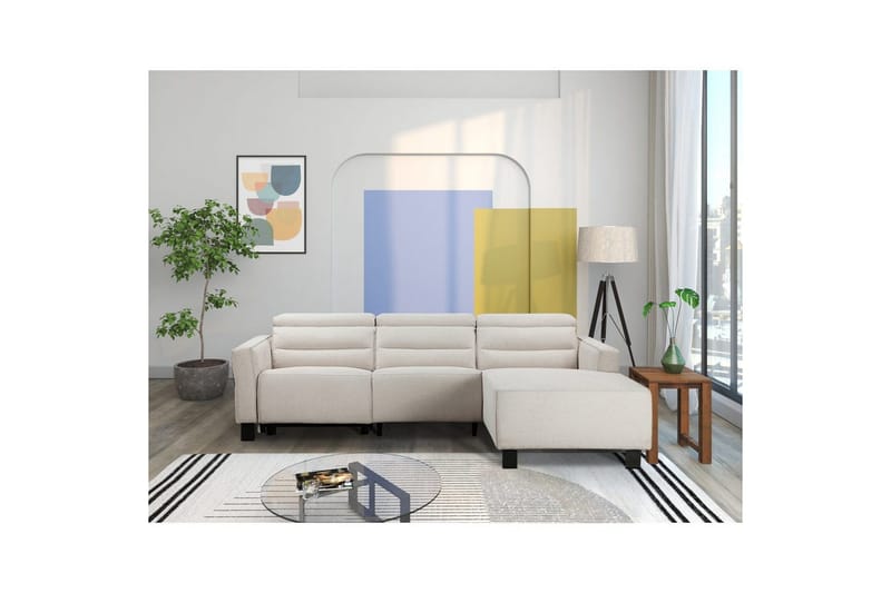 Kulmarecliner-sohva Loft24 Kulmasohva Loft24 Carpari sähköisellä lepotuolilla Valkoinen Oikeakätinen Belfast-kangas - Huonekalut - Sohva - Mekanismisohva