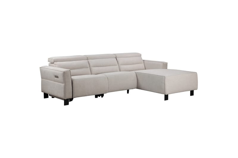 Kulmarecliner-sohva Loft24 Kulmasohva Loft24 Carpari sähköisellä lepotuolilla Valkoinen Oikeakätinen Belfast-kangas - Huonekalut - Sohva - Mekanismisohva