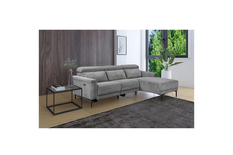 Kulmarecliner-sohva Loft24 Kulmasohva Loft24 Lund sähköisellä recliner-toiminnolla Harmaa Oikeakätinen - Huonekalut - Sohva - Mekanismisohva