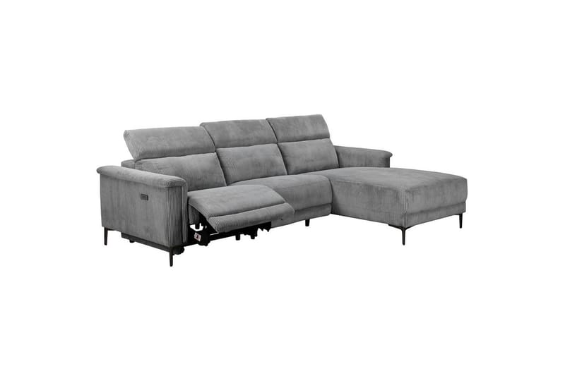 Kulmarecliner-sohva Loft24 Kulmasohva Loft24 Lund sähköisellä recliner-toiminnolla Harmaa Oikeakätinen - Huonekalut - Sohva - Mekanismisohva