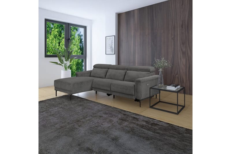 Kulmarecliner-sohva Loft24 Kulmasohva Loft24 Lund sähköisellä recliner-toiminnolla Harmaa Vasenkätinen - Huonekalut - Sohva - Mekanismisohva