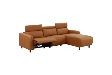 Kulmarecliner-sohva Loft24 Kulmasohva Loft24 Skaane manuaalisella nojatuolilla Ruskea Keinonahka - Huonekalut - Sohva - Nahkasohva
